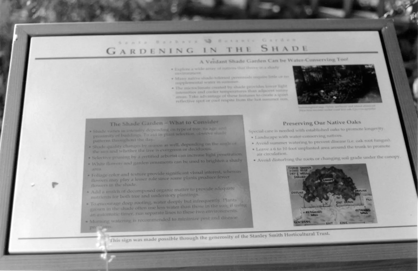 Gardening in the Shade interpretive sign