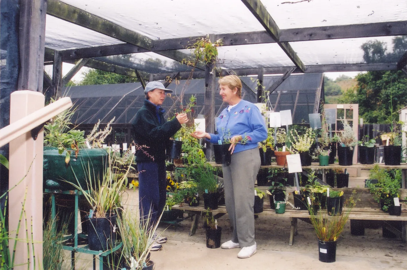 Mary Shehan with visitor in nursery