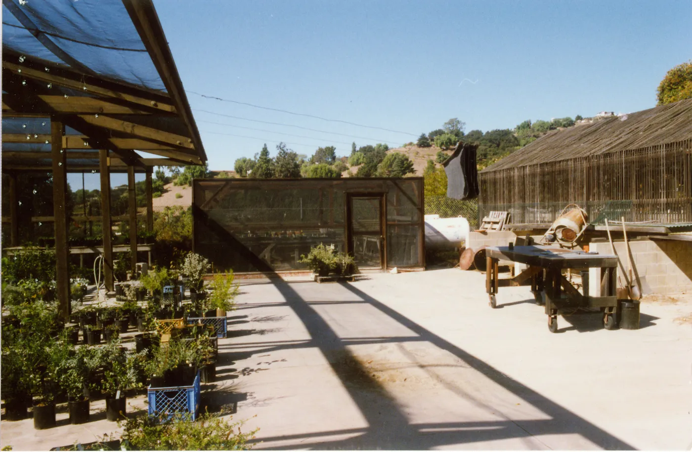 Horticulture Unit, yard, Lath House #2, looking west