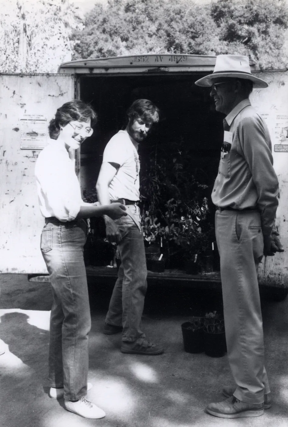Dara Emery, Plant Propagator Carol Bornstein and Plant Breeder Dara Emery prepare for plant sale