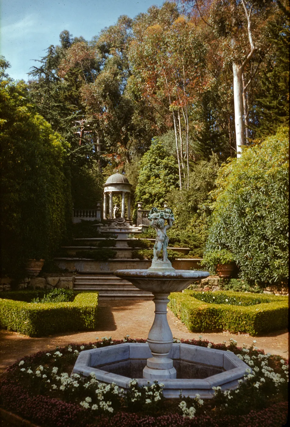 formal garden with fountain