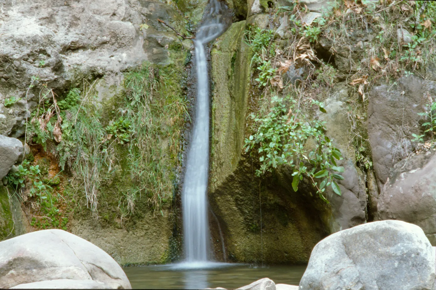 Mission Canyon waterfall below the Mission Dam