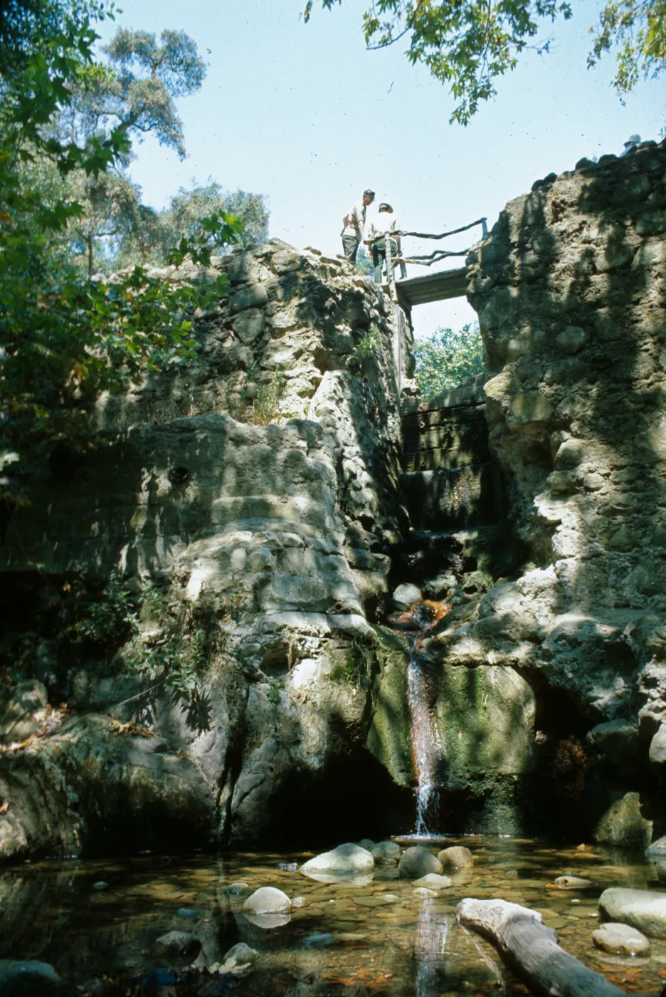 standing on the Mission Dam, Mission Creek waterfall and pool