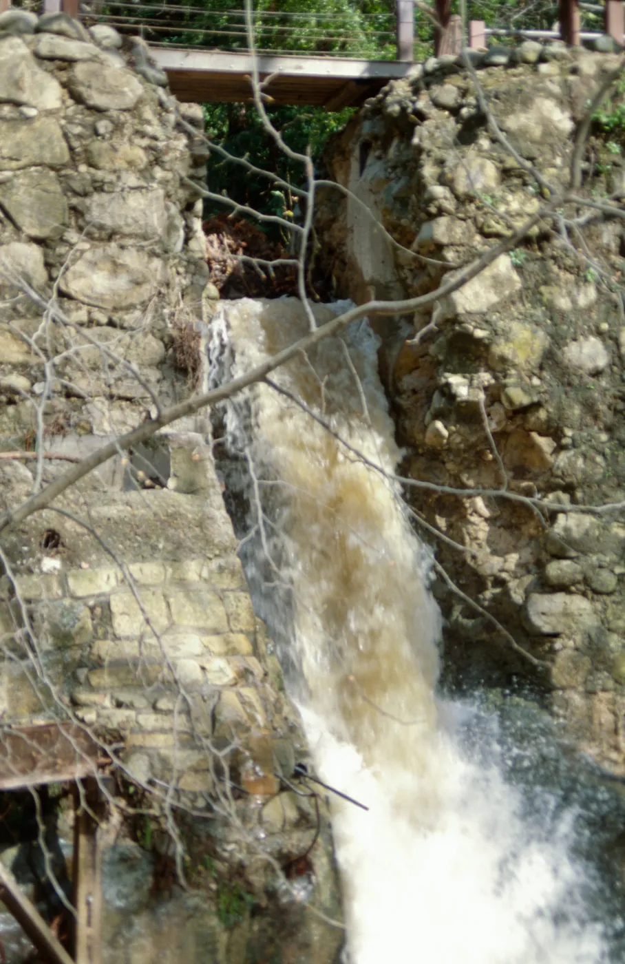 MIssion Creek waterfall below Mission Dam