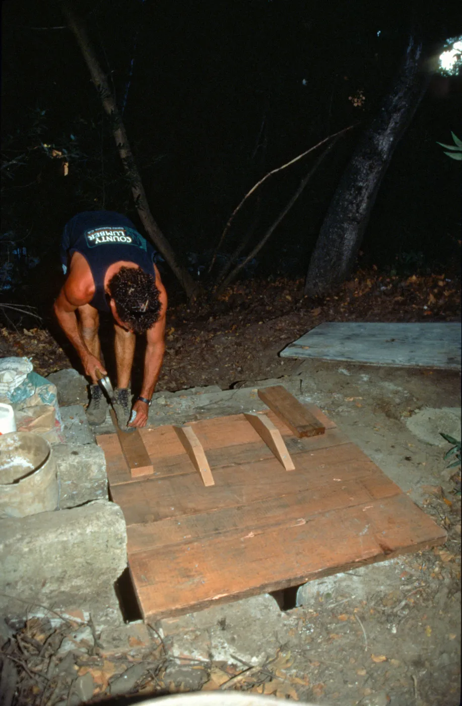 construction of the redwood flume, Mission Dam