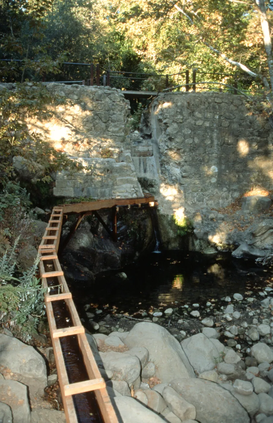 construction of the redwood flume, Mission Dam