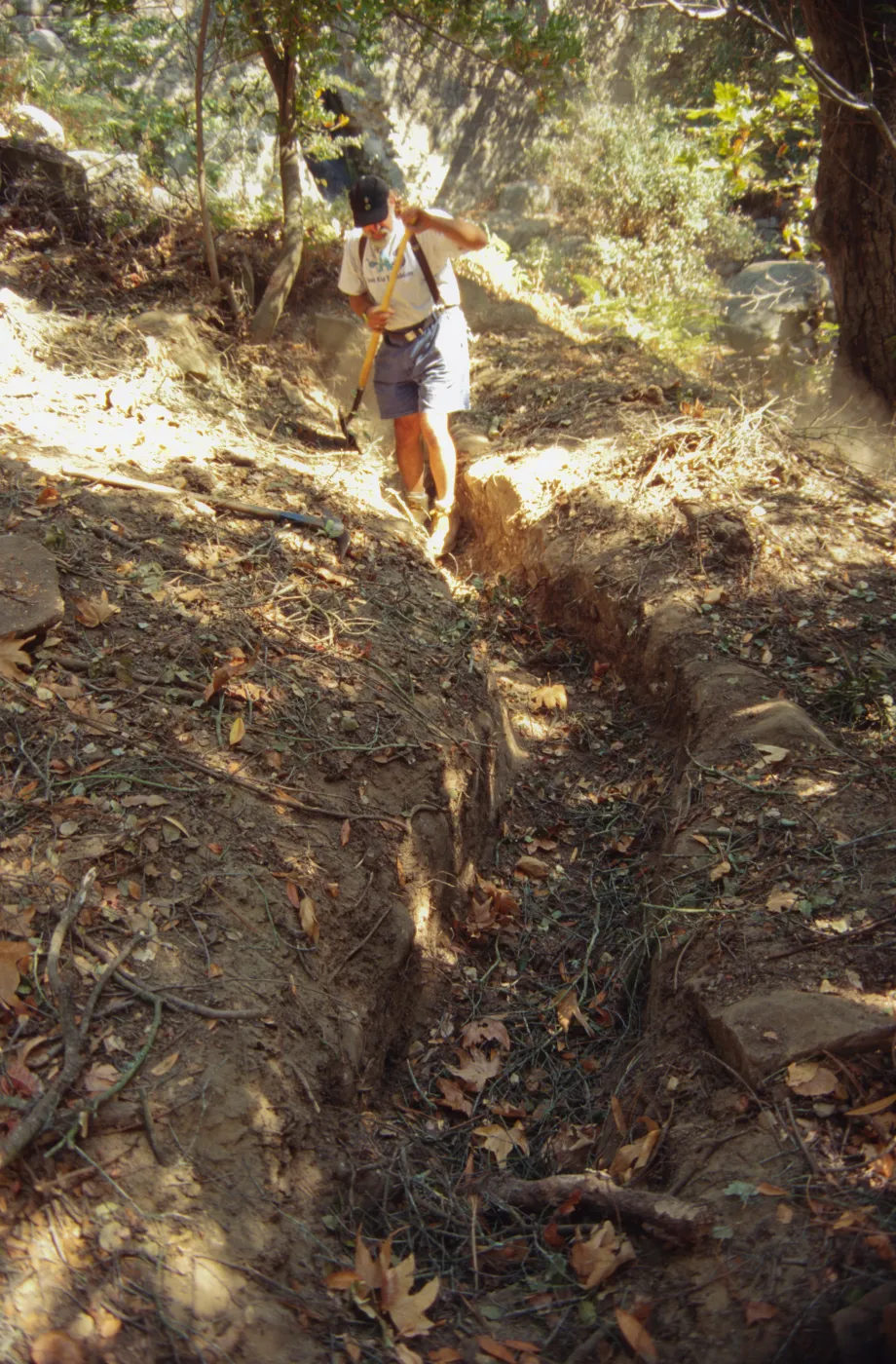 Geege Ostroff, working on the old Mission Aqueduct