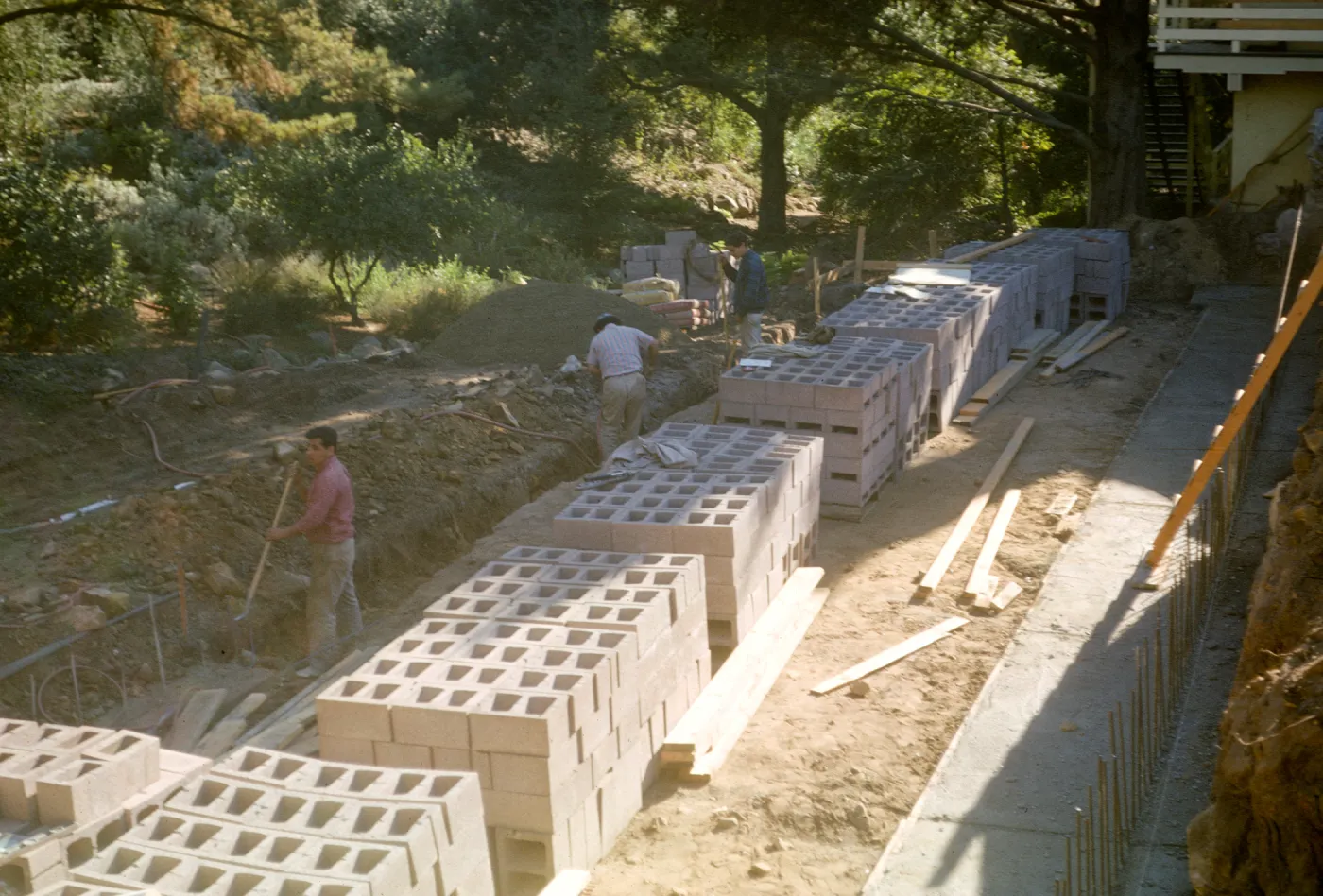 North Wing Construction, cinder blocks