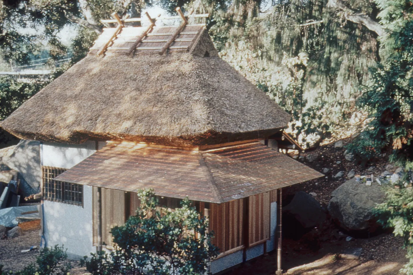 tea house construction finished project and thatched roof