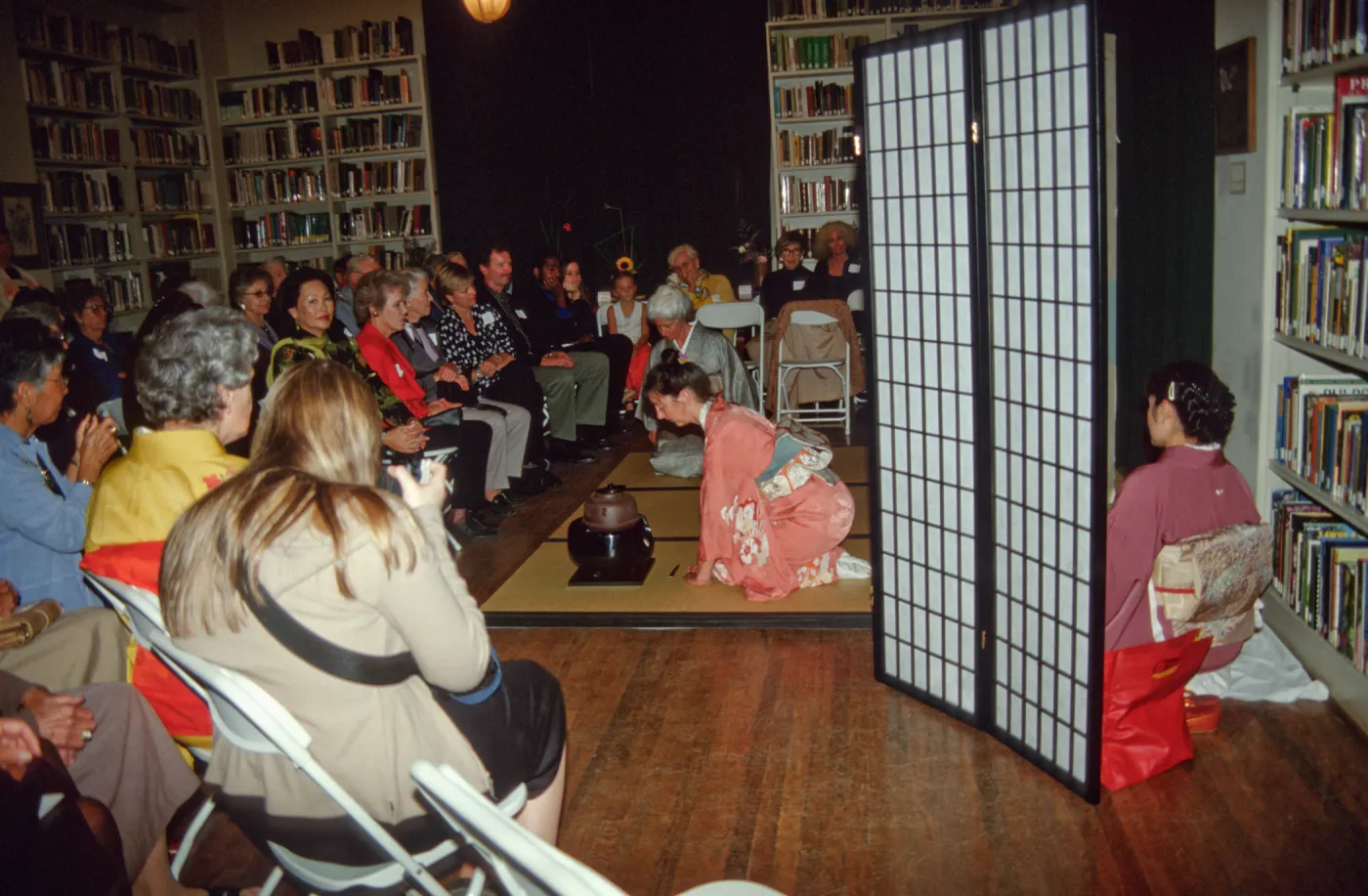 Tea House event, tea ceremony inside the Blaksley Library, 2000