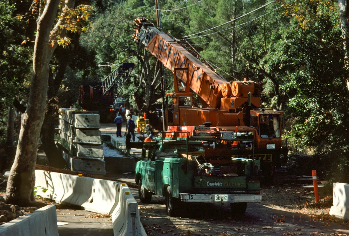 bridge construction on Mission Canyon Road
