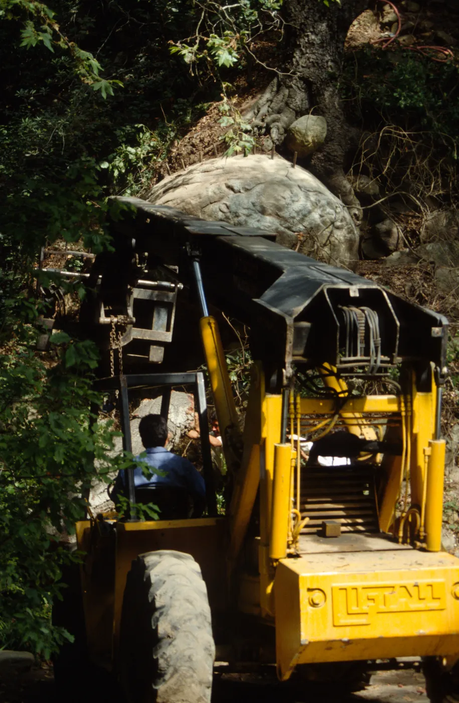 boulder removal by the Mission Dam
