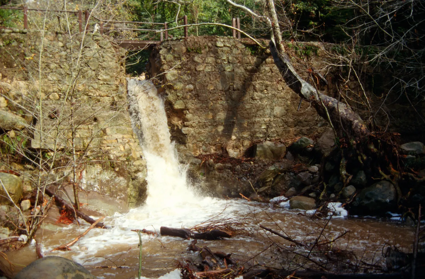 Mission Creek waterfall at the Mission Dam