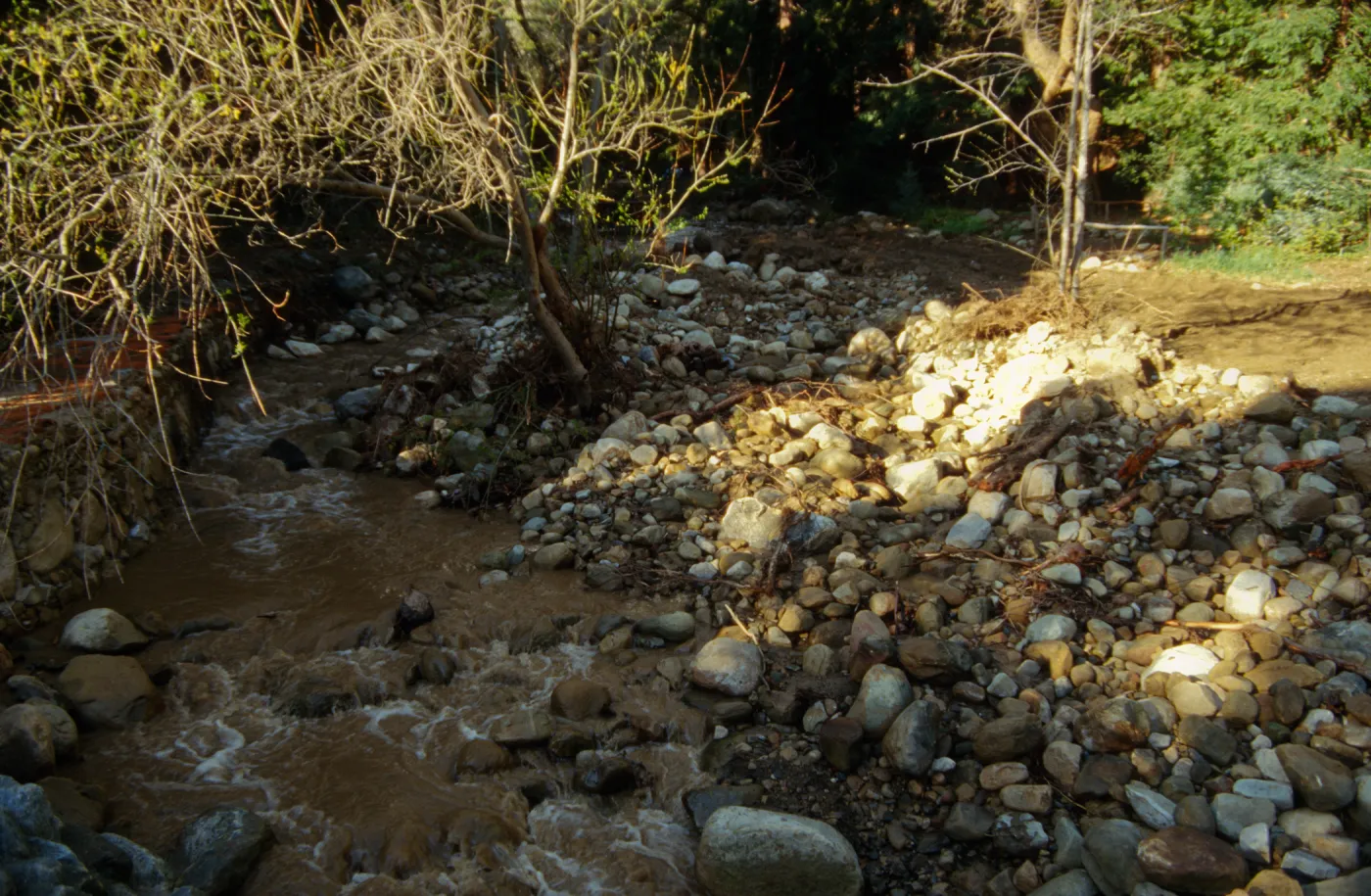Mission Creek flooded above Mission Dam