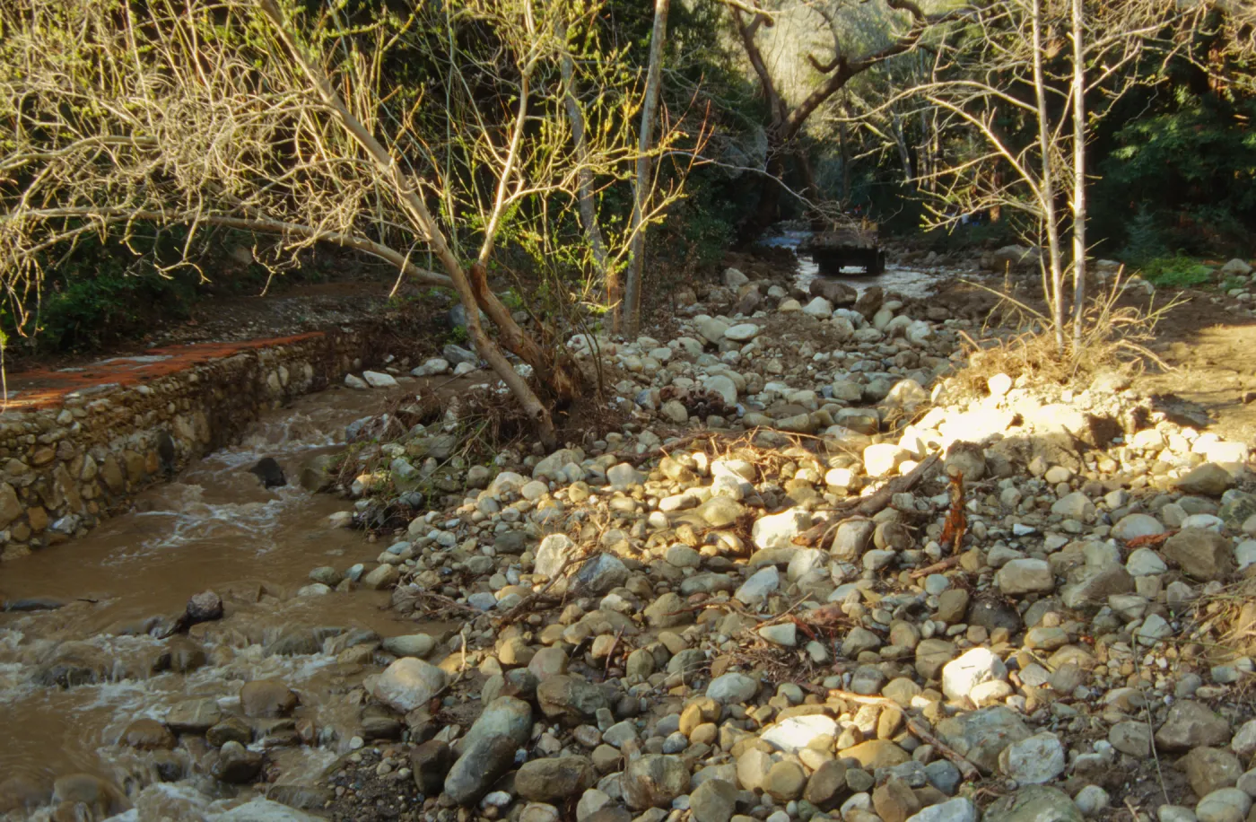 Mission Creek flooded above Mission Dam