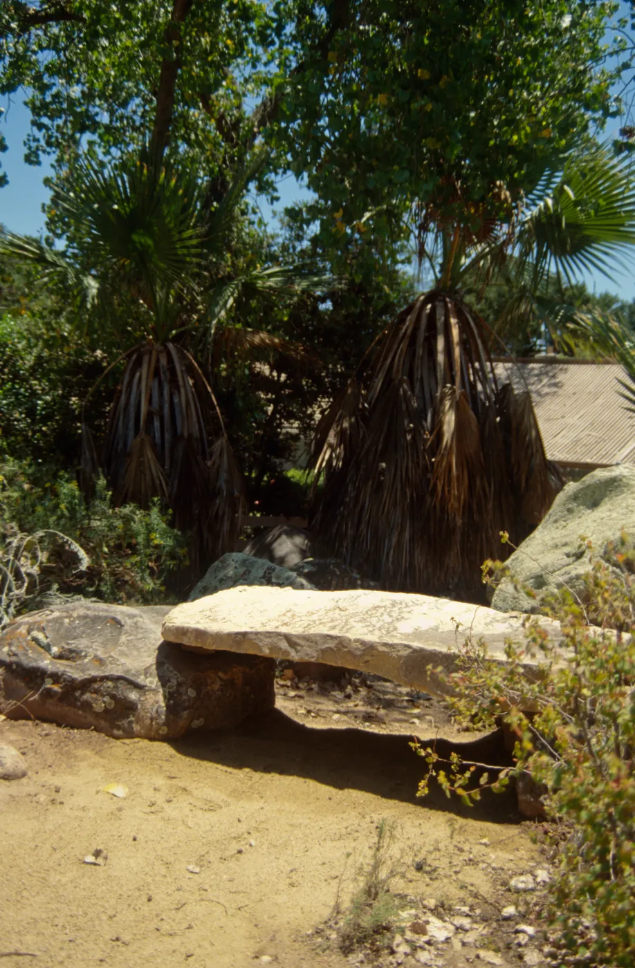 Pritzlaff Bench, new stone bench in the Desert Section, 2000