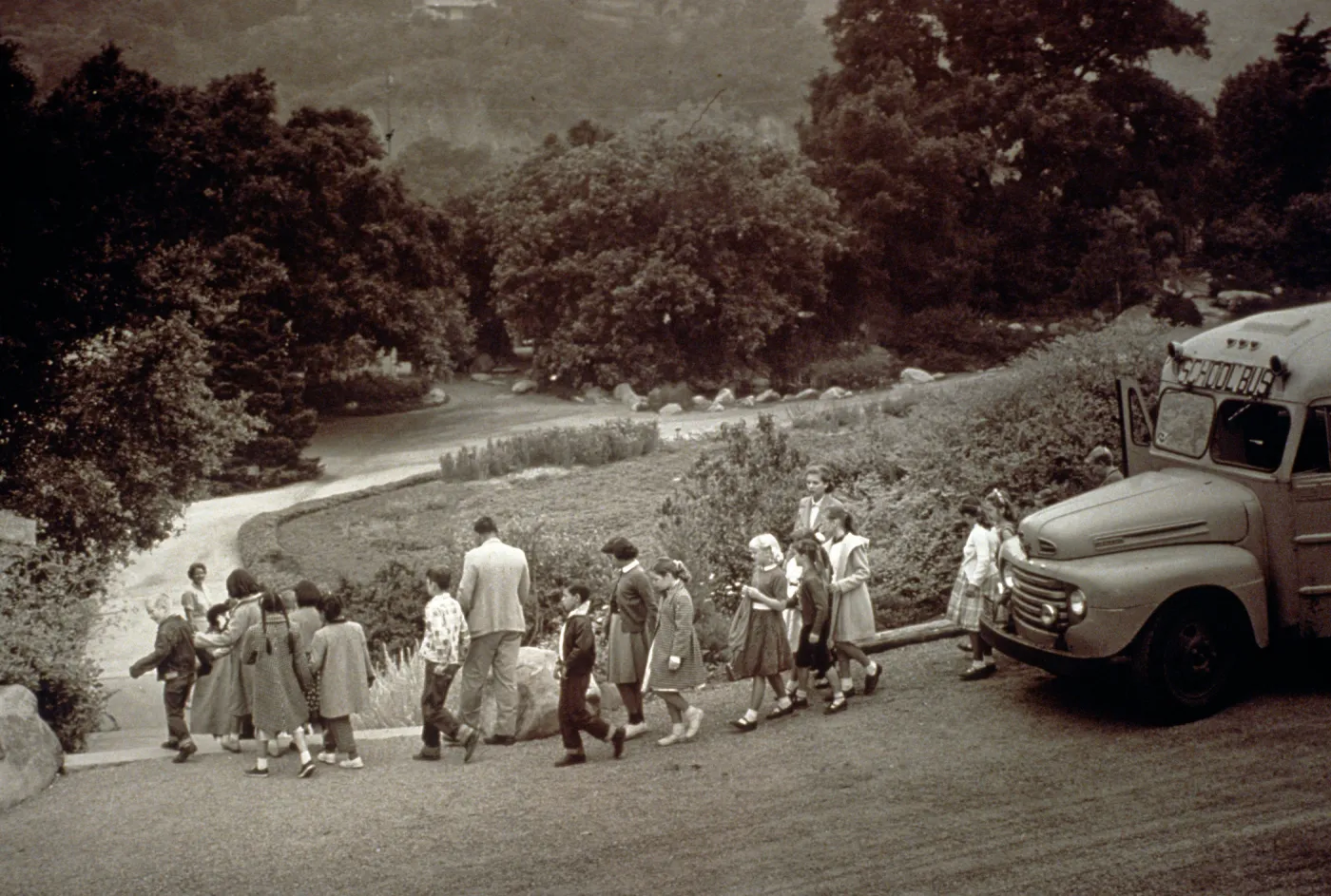 McKinley School, 3rd Grade class, Garden Entrance steps, 1956