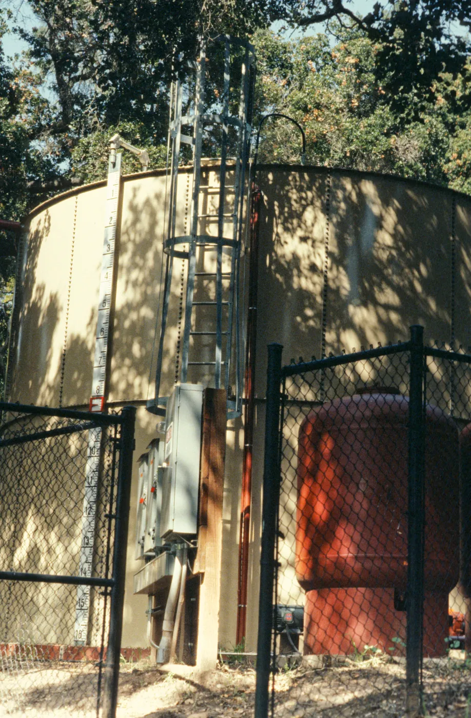 SBBG water storage tank in the lower Arroyo, Mission Canyon