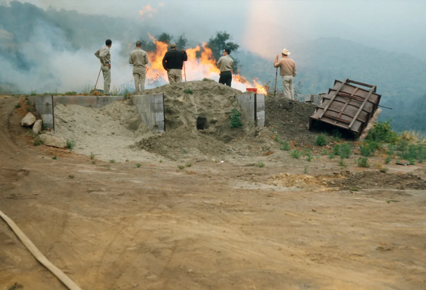 Trash pile burning