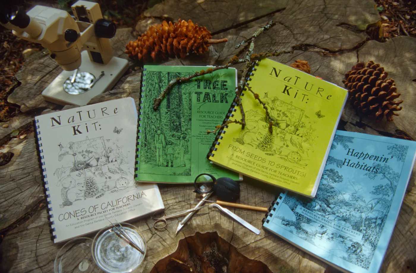 SBBG Education Department Teacher Guides: Nature Kit-Cones of California, Tree Talk, Nature Kit-From Seeds to Sprouts!, Happen' Habitats