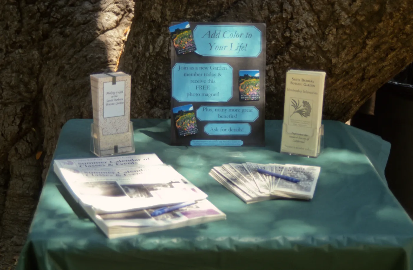 SBBG Members Events display table