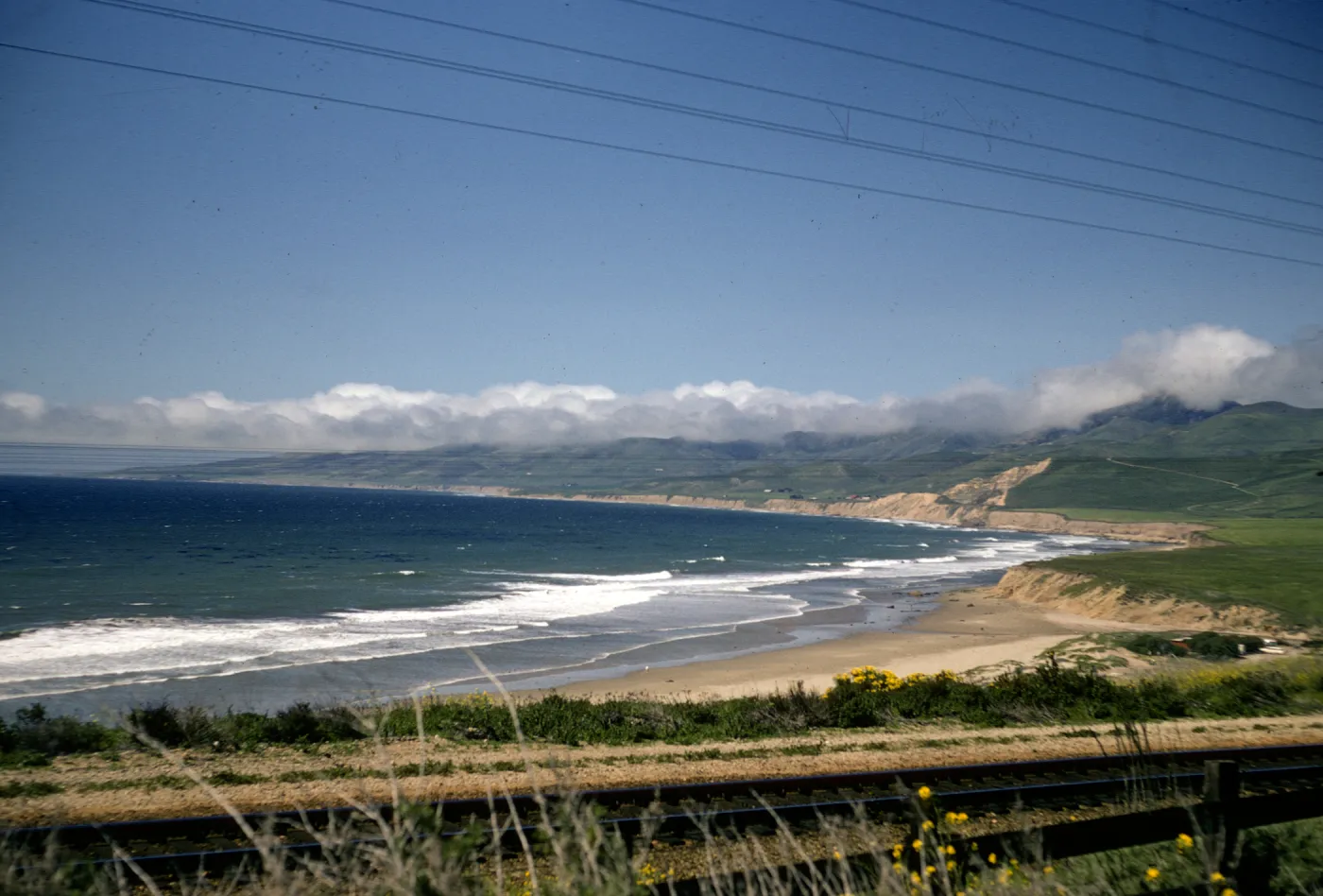 Jalama, looking north, railroad tracks, power lines