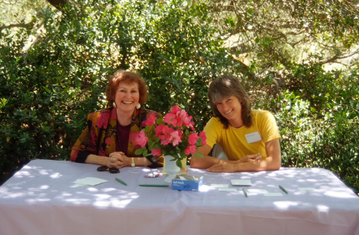 SBBG Members Day Picnic, 1996, reception table