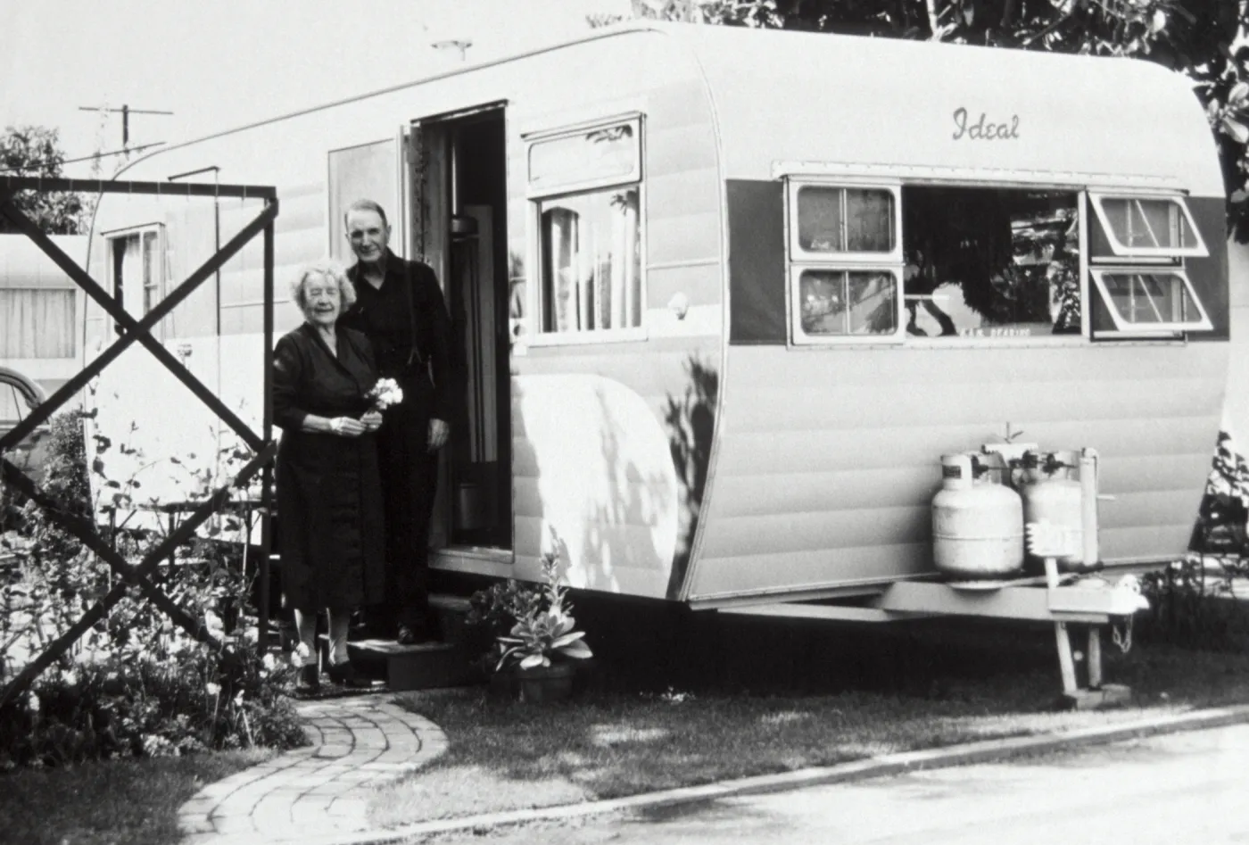 Hugh and Margaret Dearing at their trailer home.
