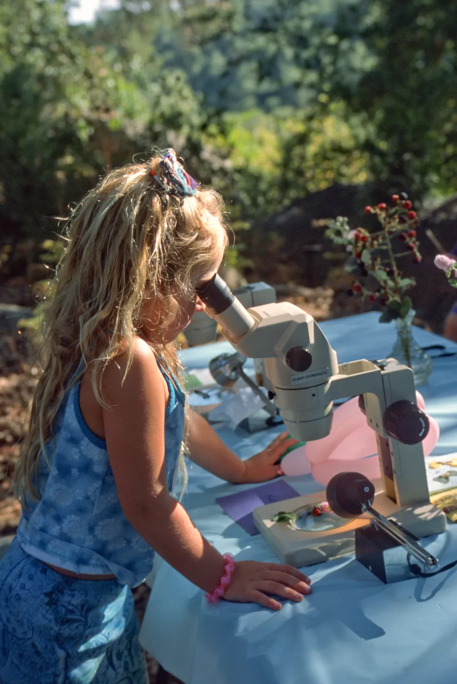 Ice Cream Social, girl using microscope