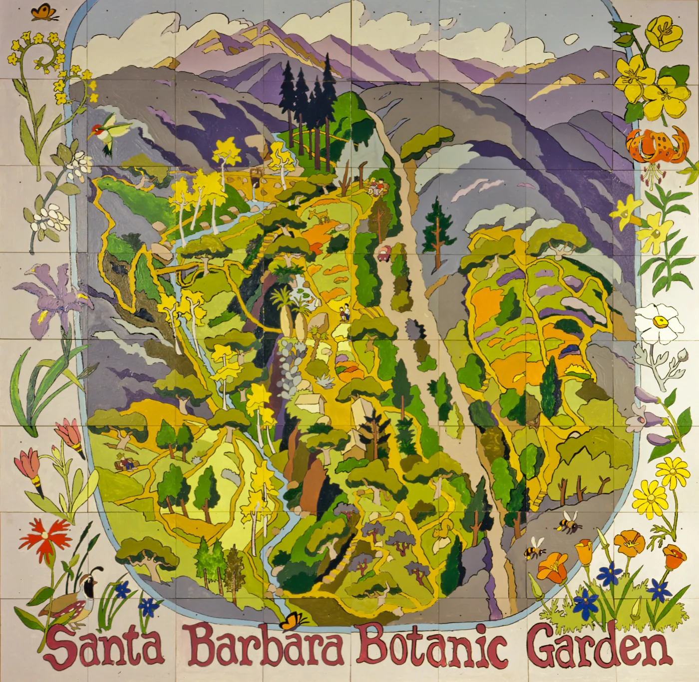 Paint-by-Number Map of SBBG created at 1987 Spring Celebration
