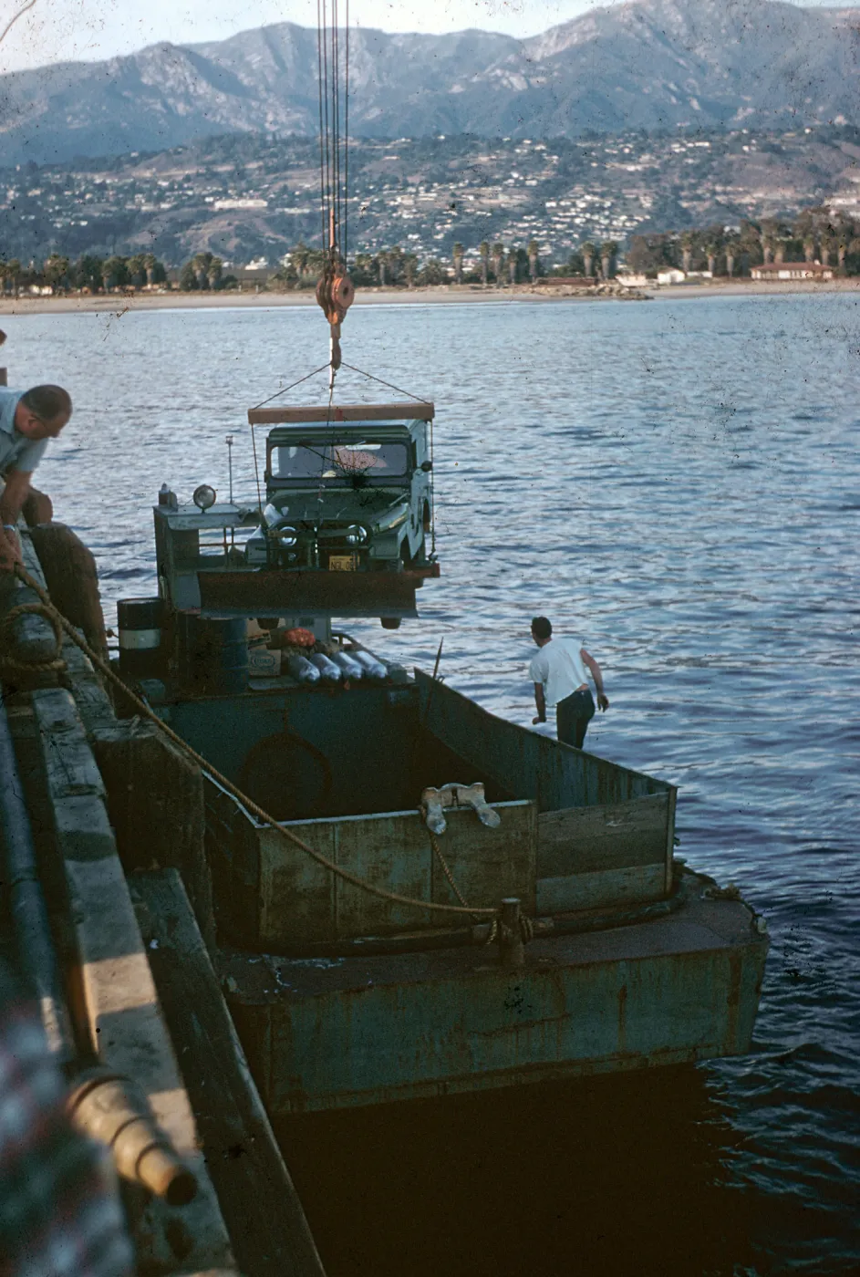 Loading boat at Santa Barbara Harbor