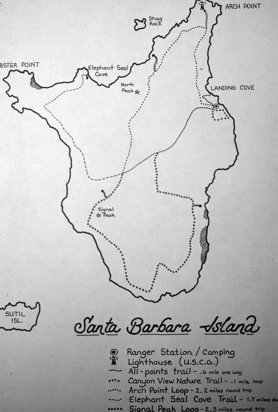 trail map, Santa Barbara Island