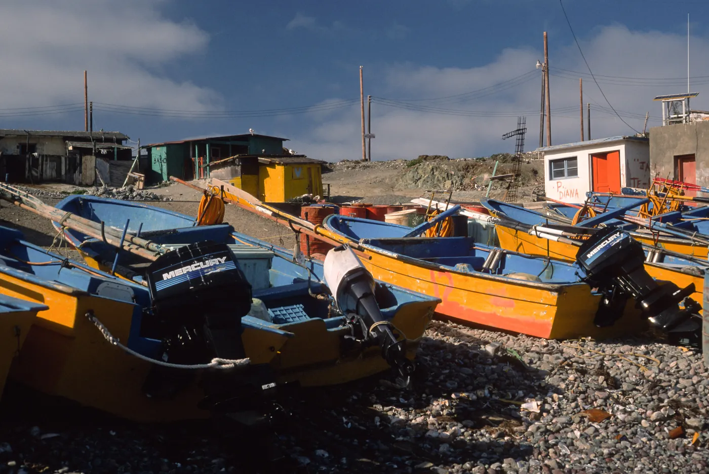 West San Benito Island, fishing pangas, village