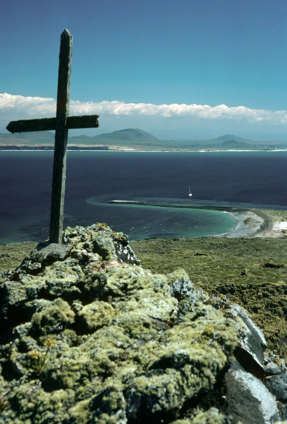 San Martin Island, view of Hassler Cove & mainland, from East Peak