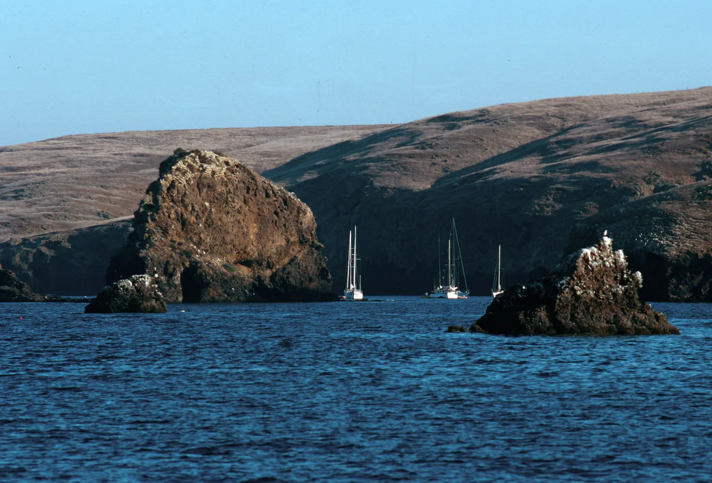 sail boats, Scorpion rocks, Santa Cruz Island