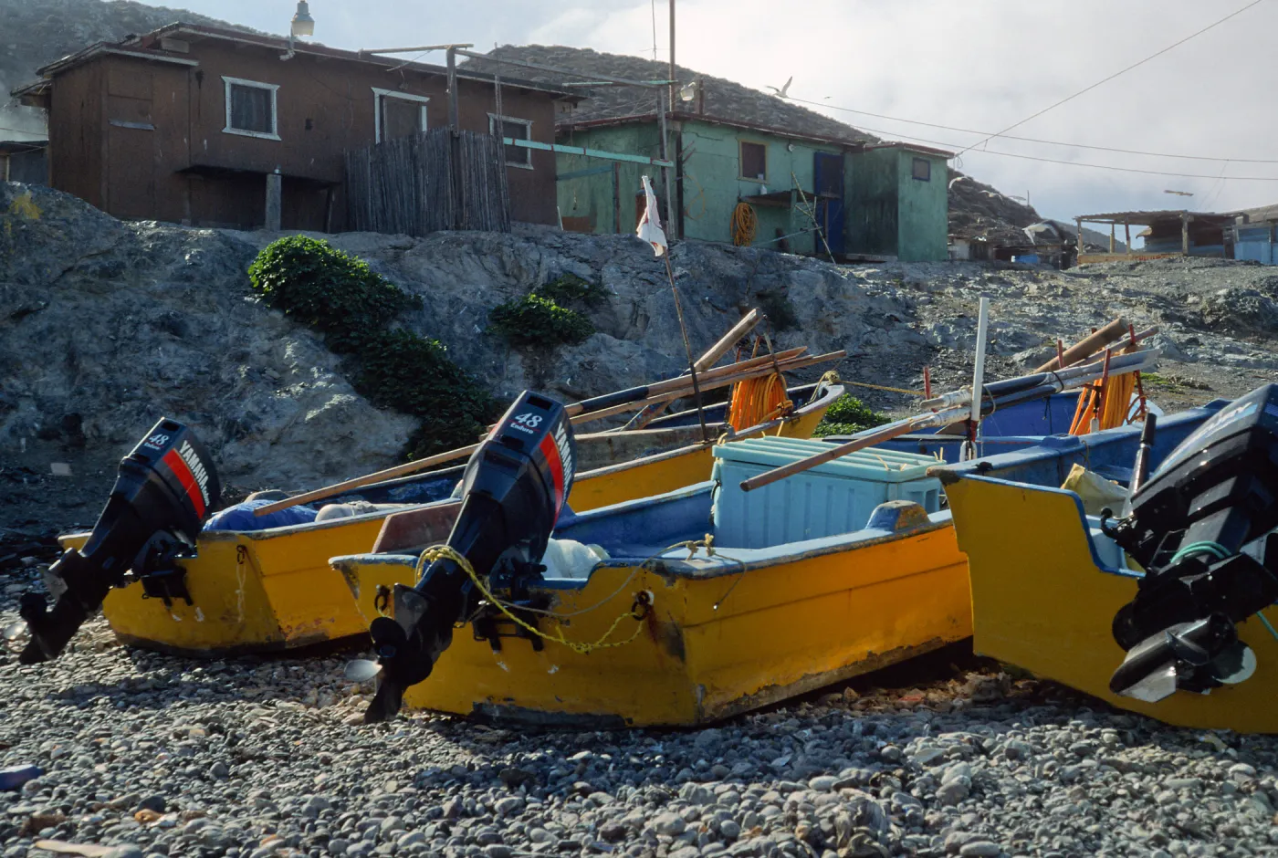 fishing boats, village, West San Benito Island, Baja