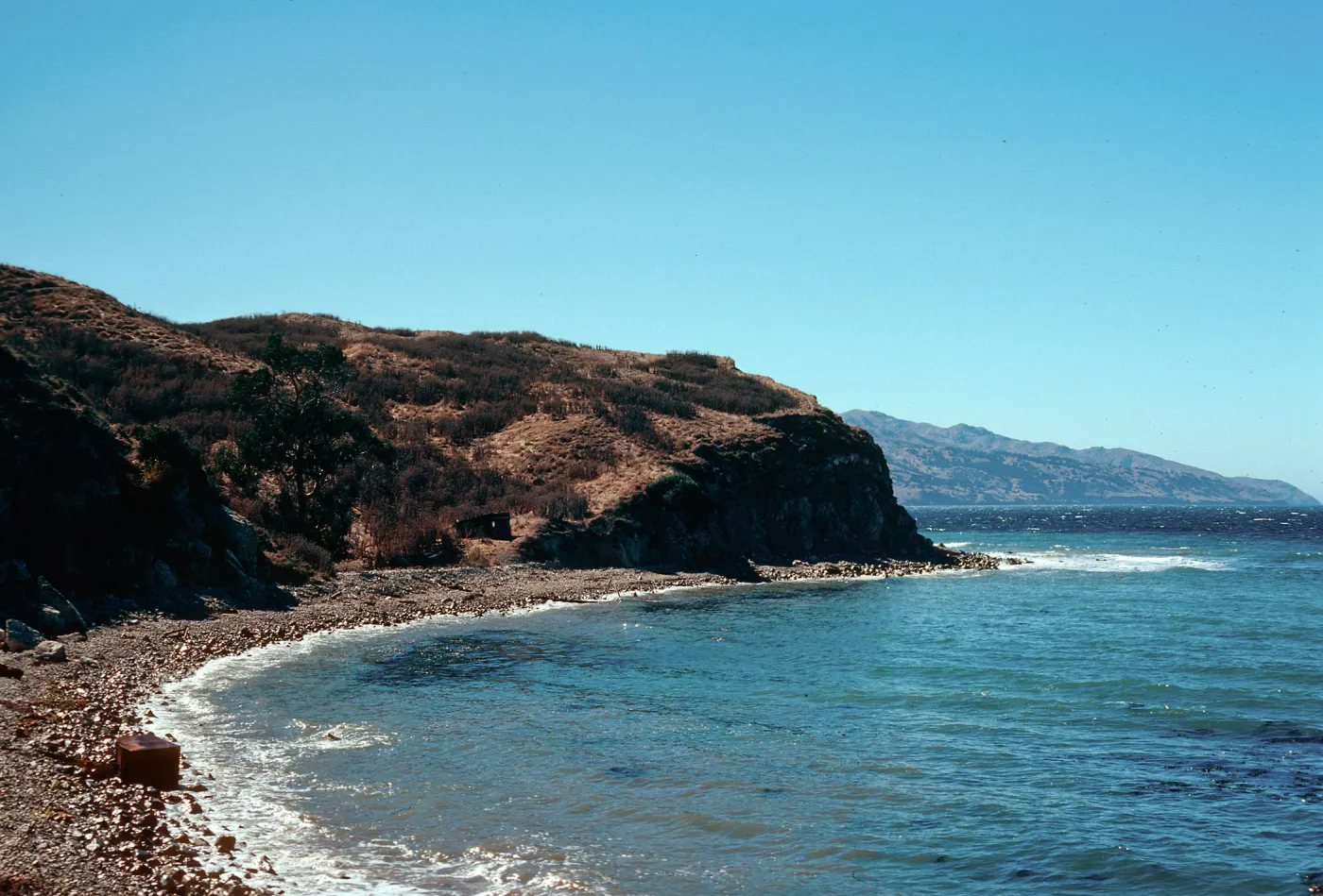 fishing shacks, West end of China Harbor, Santa Cruz Island