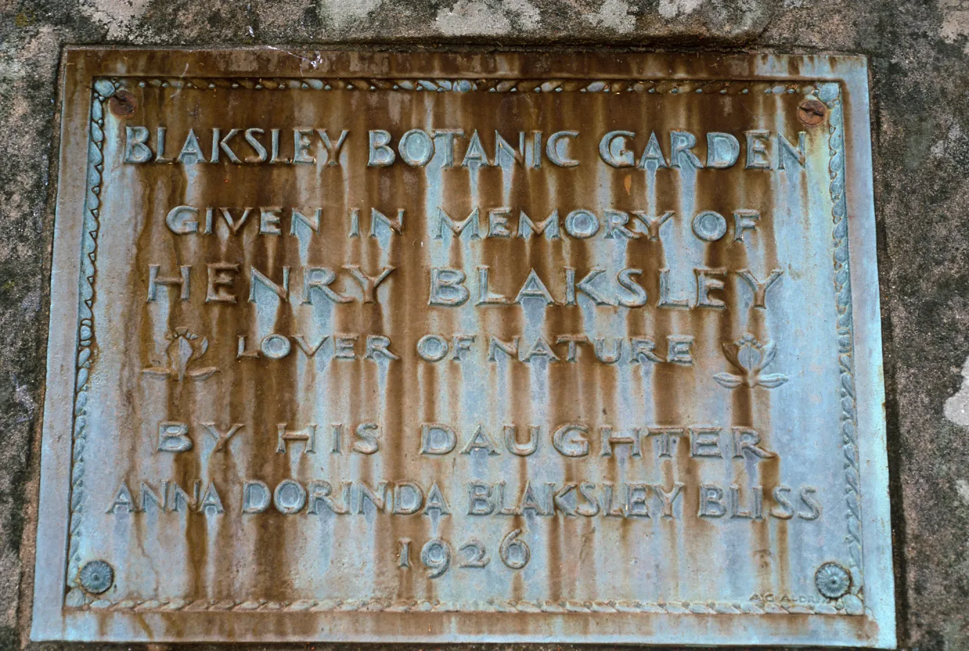 Blaksley Plaque on Blaksley Boulder, Santa Barbara Botanic Garden