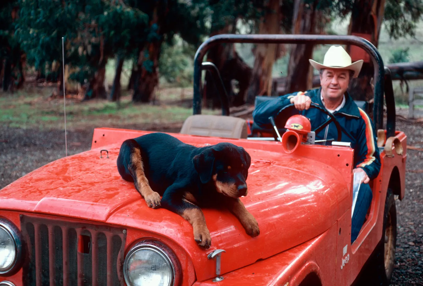 Henry Duffield and Fido ll at U. C. field station, Santa Cruz Island