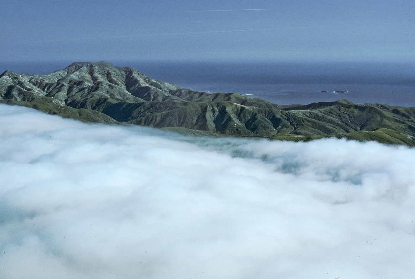 Sierra Blanca ridge in fog, Santa Cruz Island