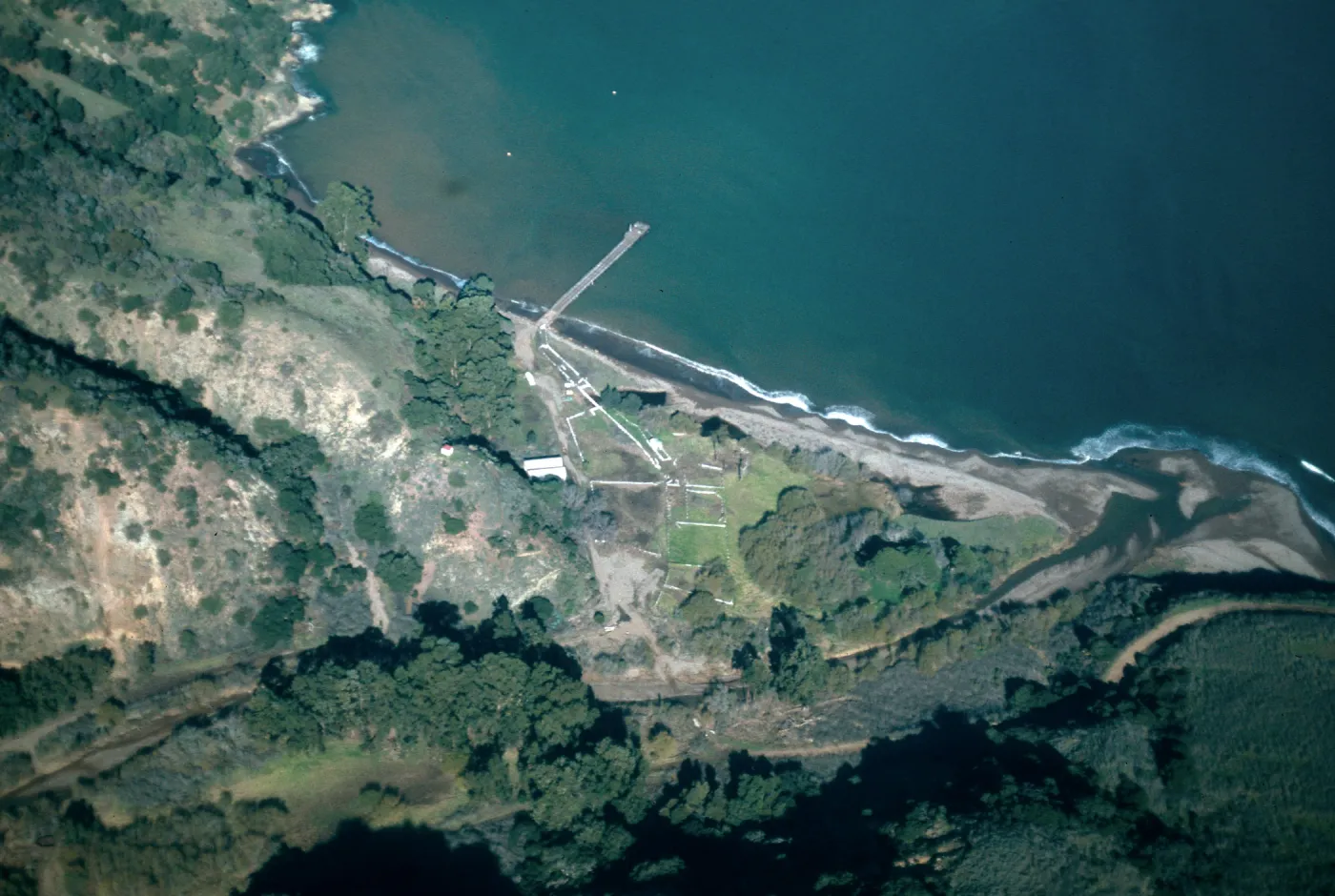 Prisoners Harbor & mouth of CaÃ±ada Del Puerto after storms, Santa Cruz Island