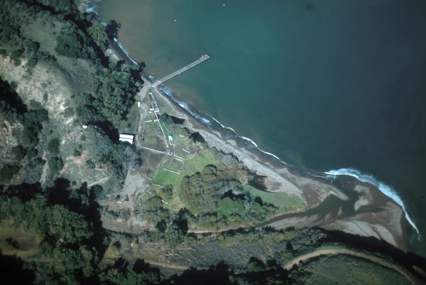Prisoners Harbor & mouth of CaÃ±ada Del Puerto after storms, Santa Cruz Island