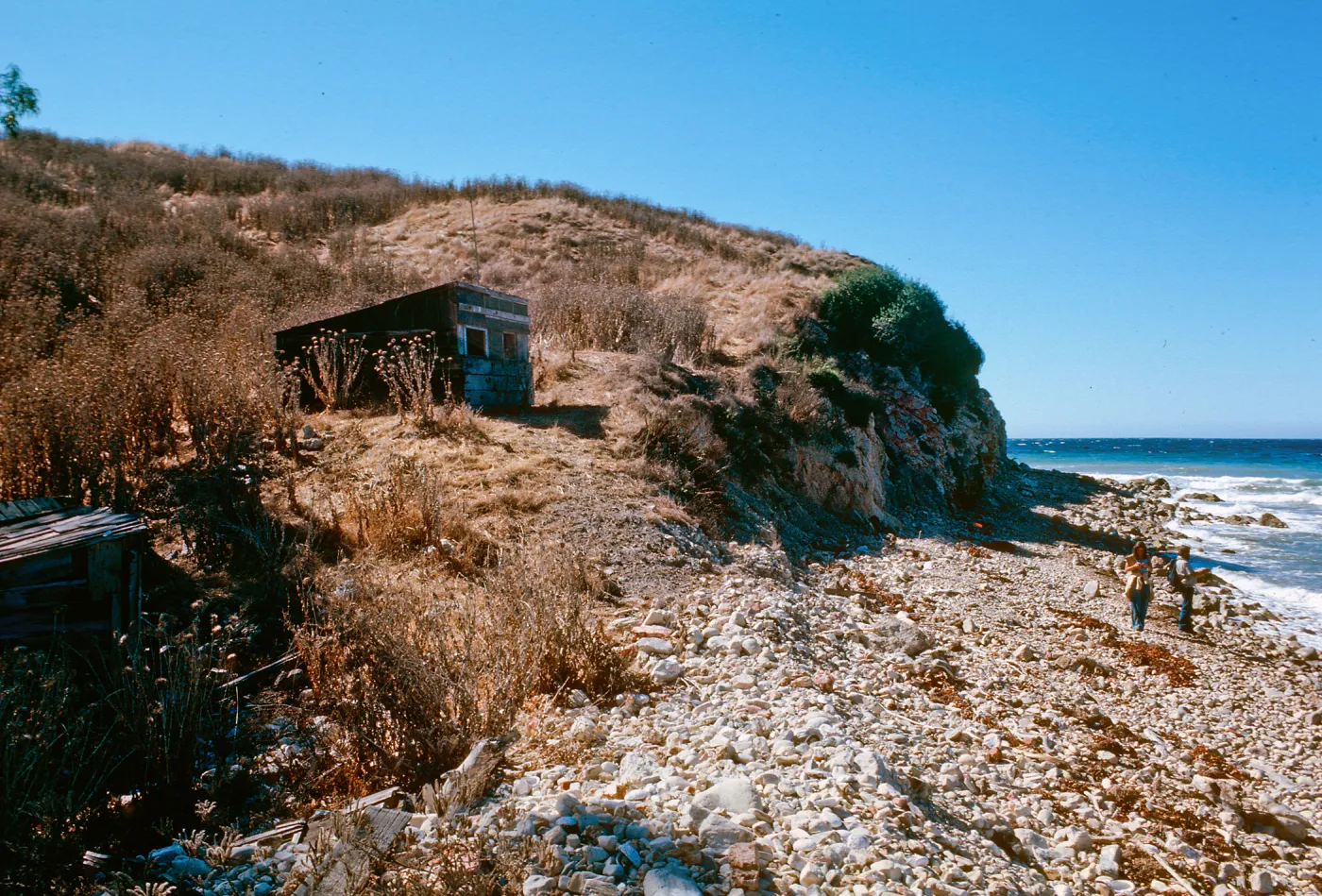 fishing shacks, West end of China Harbor, Santa Cruz Island
