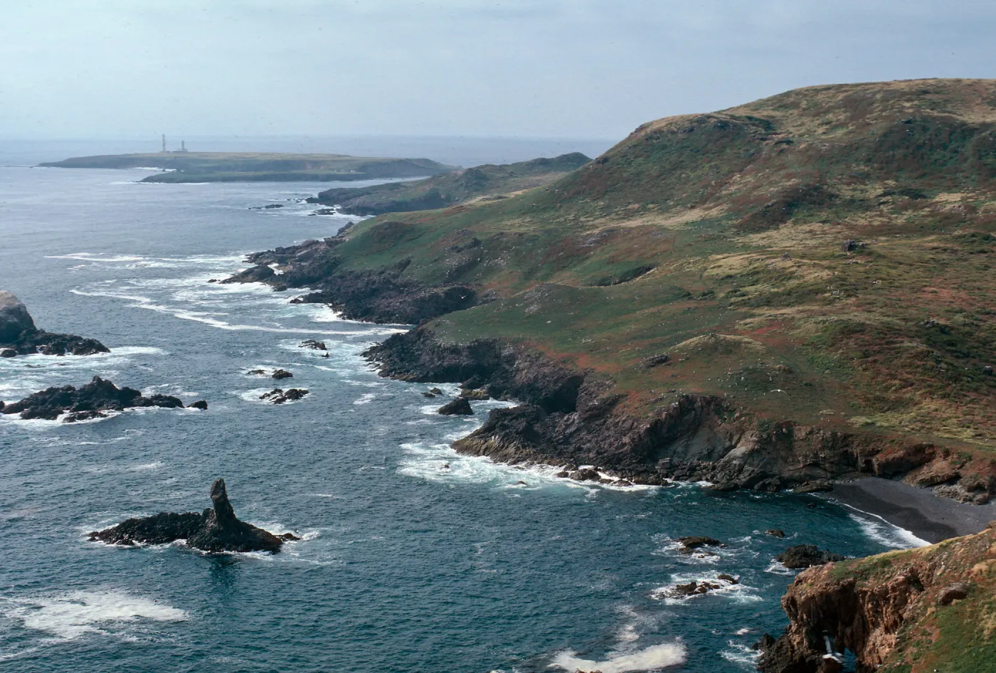 Del Sur & Todos Santos Islands, looking North from hill above lighthouse to North island