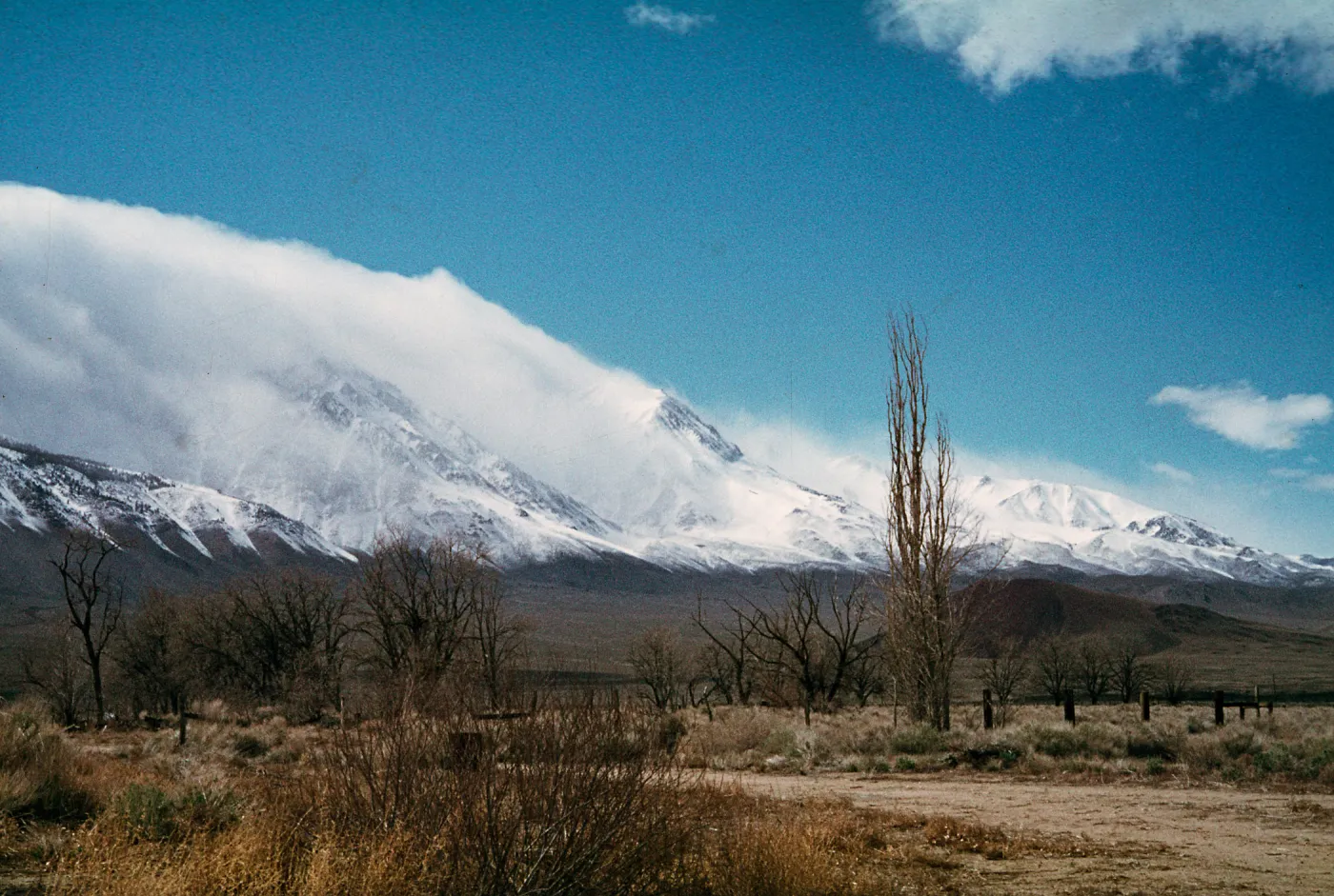 Clouds over Sierra crest, Owens Valley rain shadow