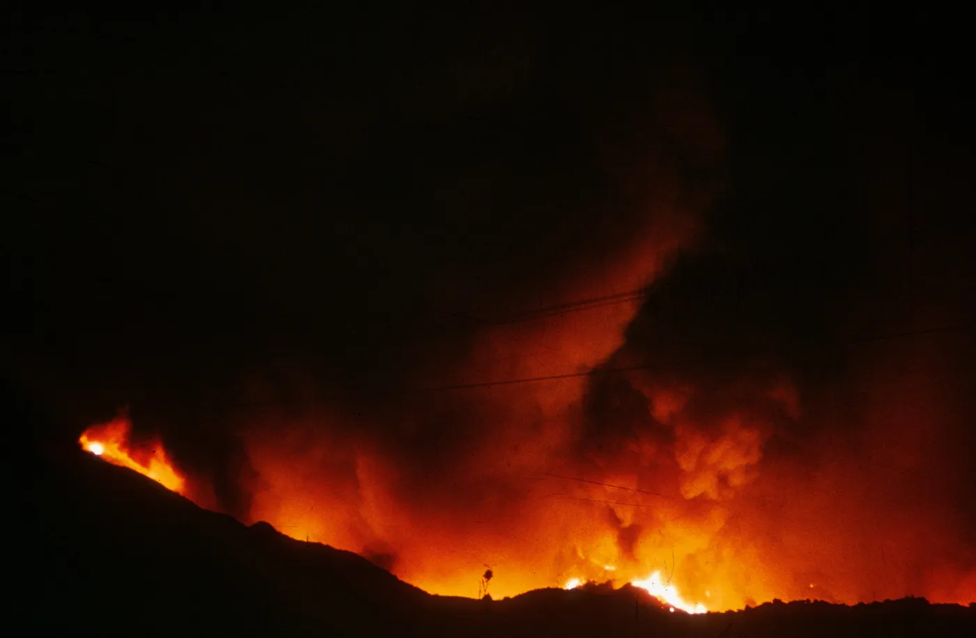 Coyote Fire - night, upper San Roque Road and Santa Teresa Road, Santa Barbara County