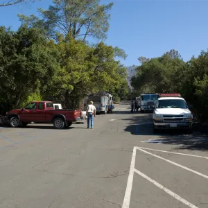 Fire vehicles in the SBBG Parking Lot after the Jesusita Fire