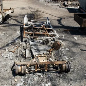 burned remains of Garden vehicle after the Jesusita Fire