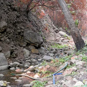 Channelization of Mission Creek above Mission Dam after Jesusita Fire