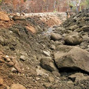 Channelization of Mission Creek above Mission Dam after Jesusita Fire
